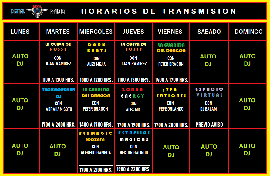 horario 25 NEW